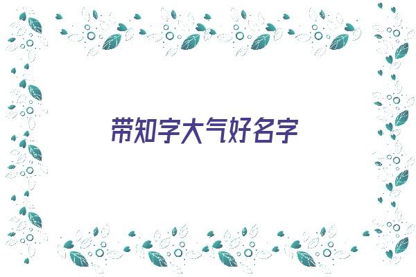  带知字大气好名字《带知字大气好名字女孩》 姓名配对