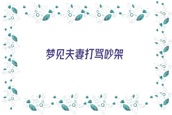  梦见夫妻打骂吵架《梦见夫妻打骂吵架什么意思》 周公解梦