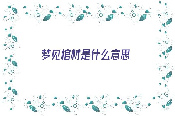 梦见棺材是什么意思《梦见棺材是什么意思有什么预兆》
