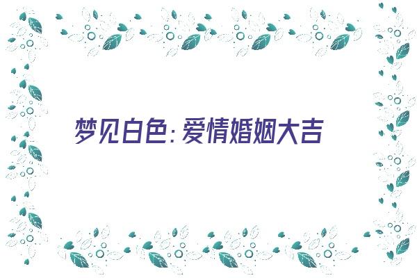  梦见白色：爱情婚姻大吉《梦见 白色》 周公解梦