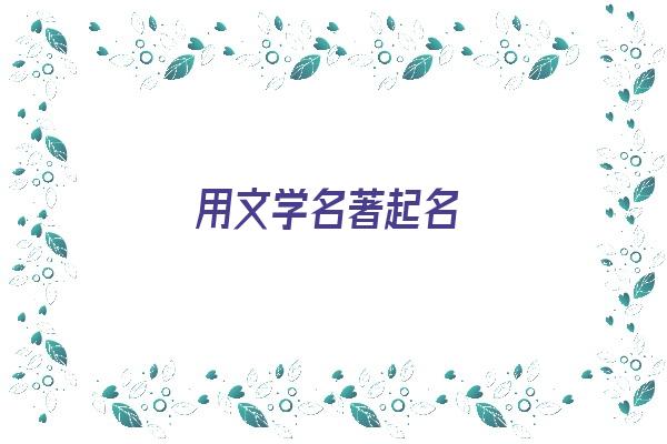 用文学名著起名《用文学名著起名字》