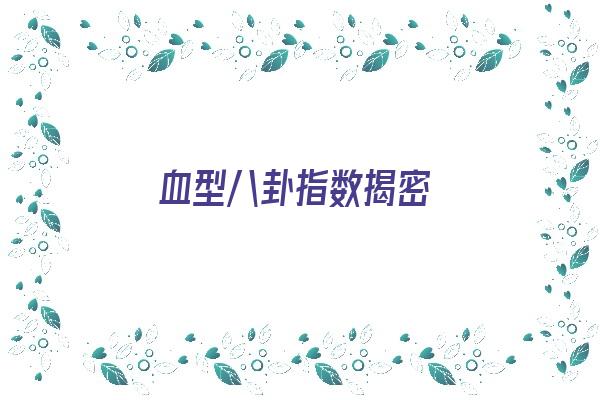 血型八卦指数揭密《血型八对》